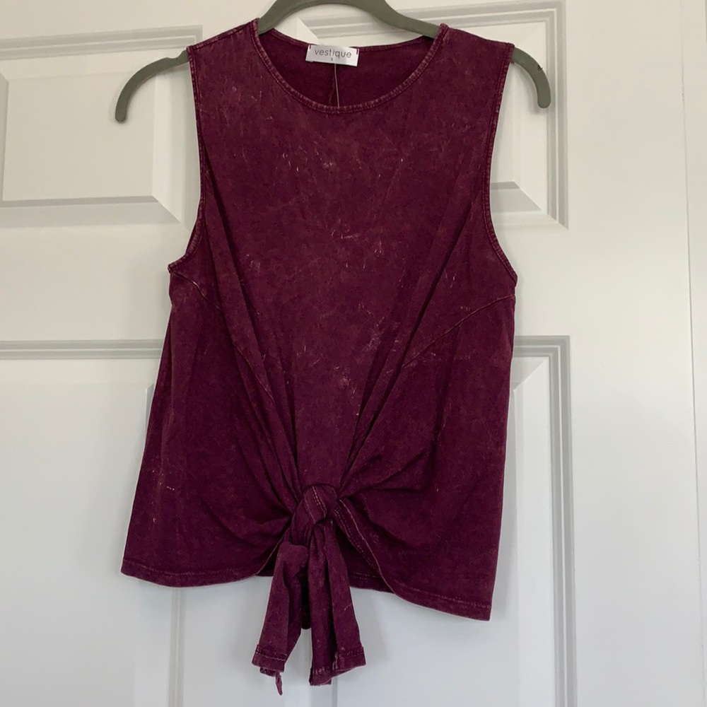 Burgundy Vestique Knot Tank